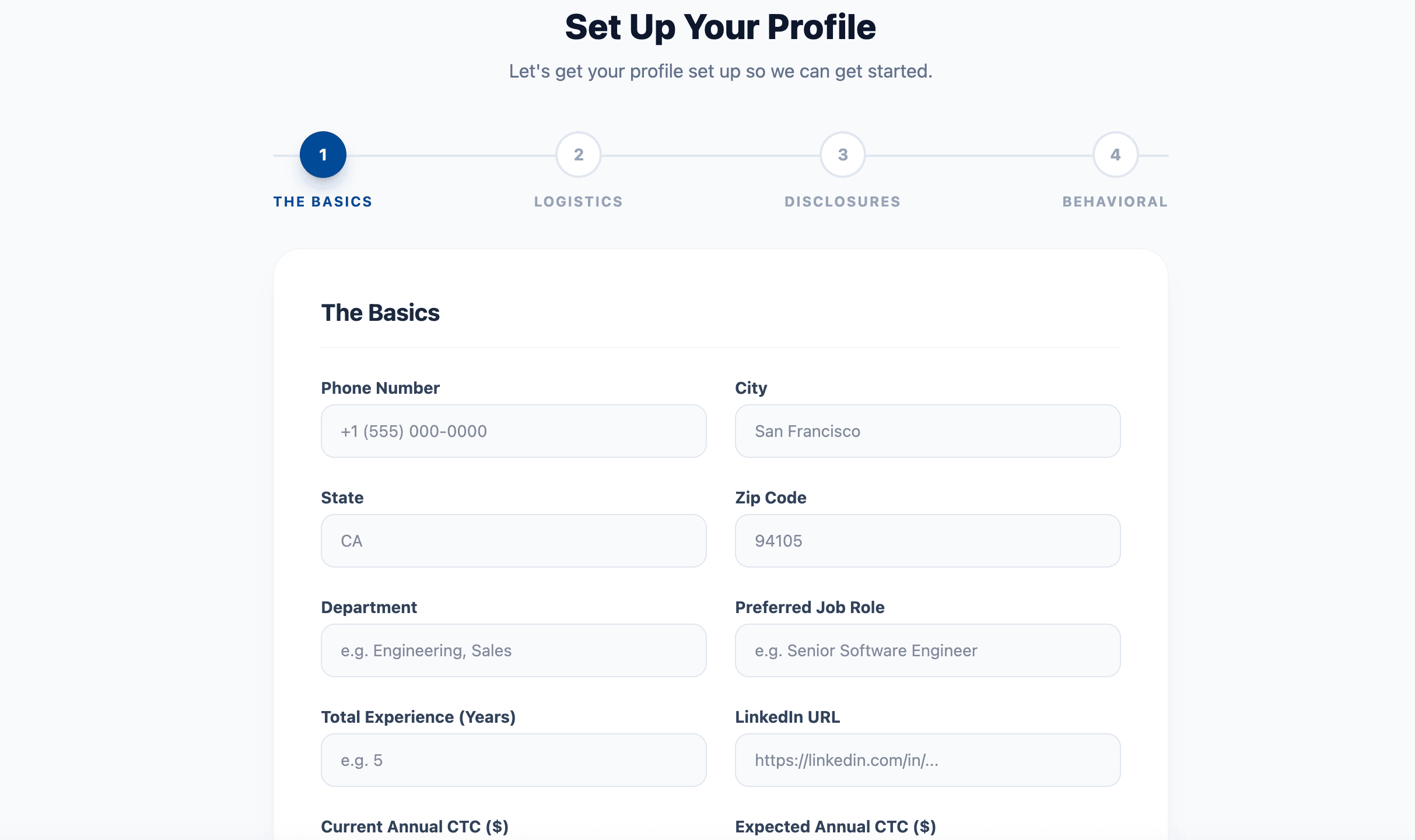Setup your profile